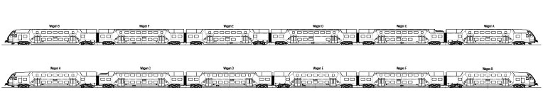 Rohzeichnung des WestfalenBahn-Zuges "KISS".
